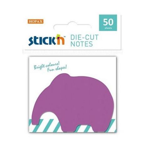 Notes samoprzylepny Stick'n Słoń fioletowy neon 70x70mm, 50szt